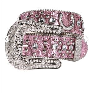 NOCONA BELT CO. KID'S PINK GLITTER HORSESHOE BEL